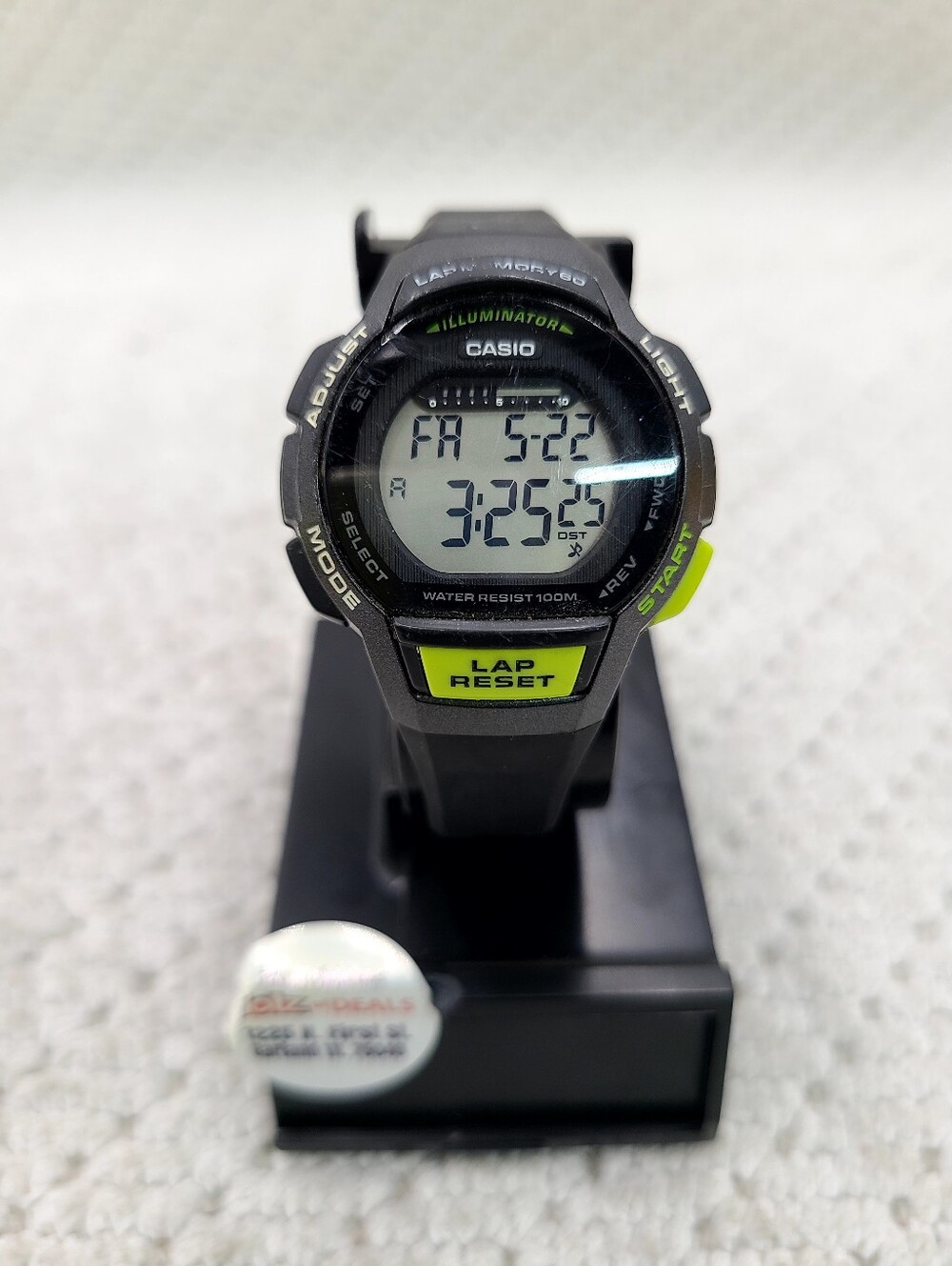 Casio Black Digital Watch with Neon Green Accents